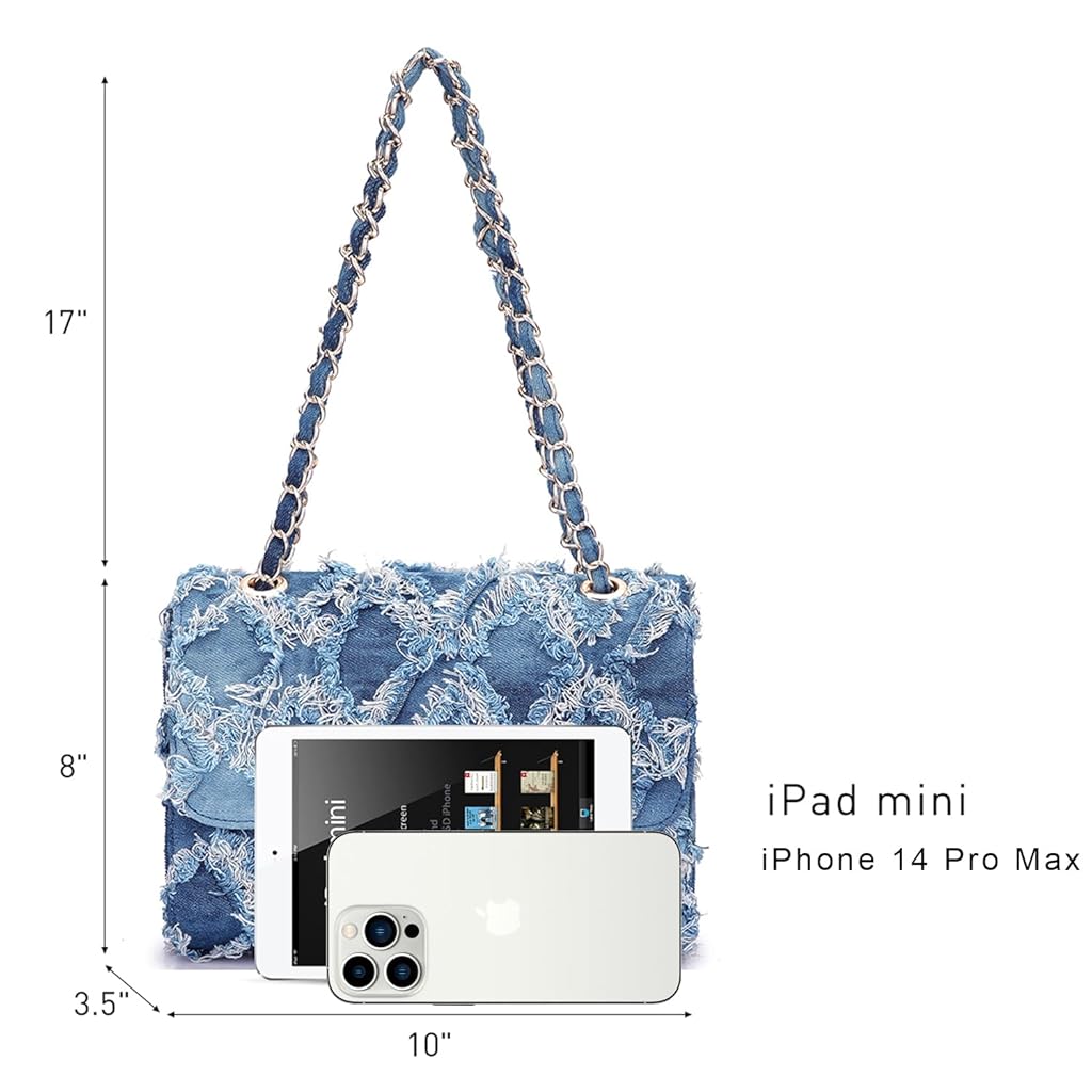 PALAY® Small Shoulder Bag for Women Fashion Blue Denim Crossbody Shoulder Bag Chain Bag Shoulder Bag Phone Bag Evening Bag Metal Interlock Closure Dainty Casual Shoulder Bag PALAY® Small Shoulder Bag for Women Fashion Blue Denim Crossbody Shoulder Bag Chain Bag Shoulder Bag Phone Bag Evening Bag Metal Interlock Closure Dainty Casual Shoulder Bag